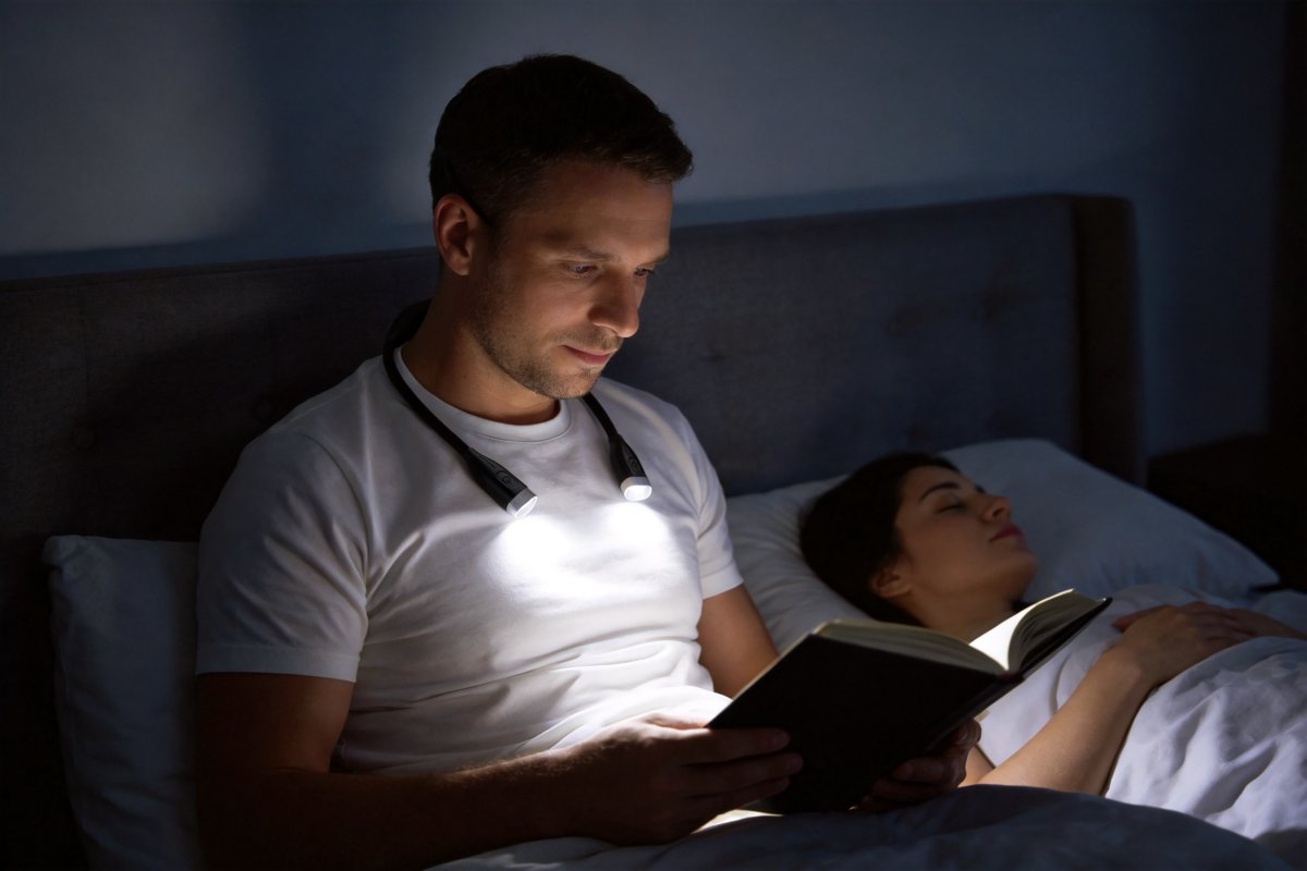 Yamenzi Svart bærbar Fra Eglo - Yamenzi er en smart og fleksibel LED-lampe som sitter komfortabelt rundt halsen og gir retningsbestemt belysning uten å måtte bruke hendene.