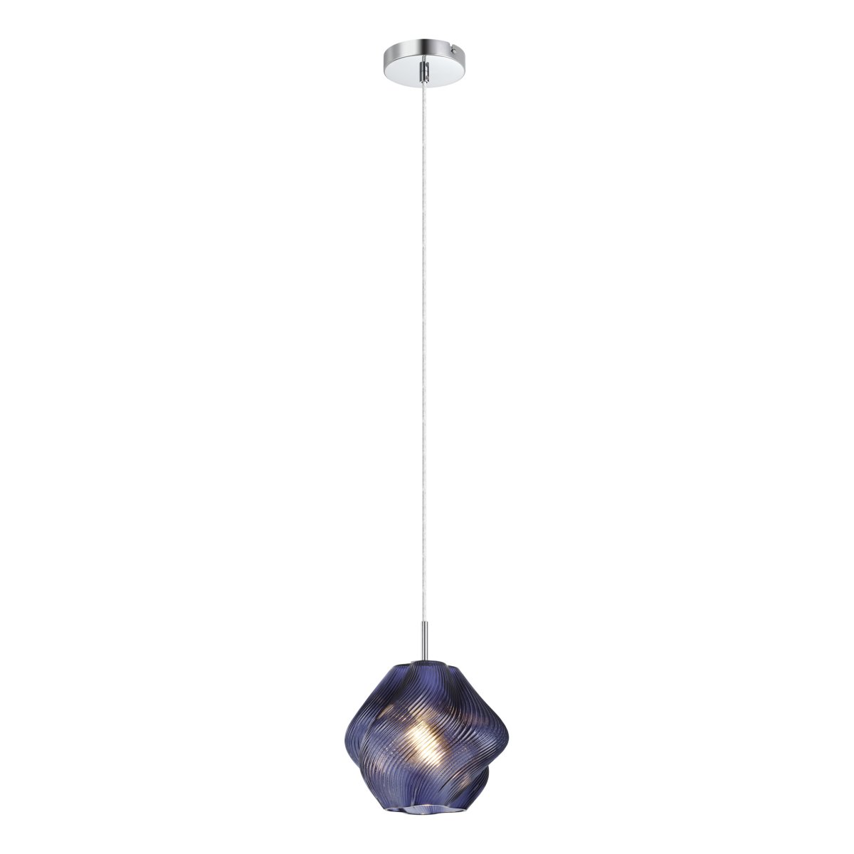 Vicenne Ø22 Blå Taklampe Fra Eglo - Vicenne er en dekorativ taklampe i blått glass med kromfargede detaljer.