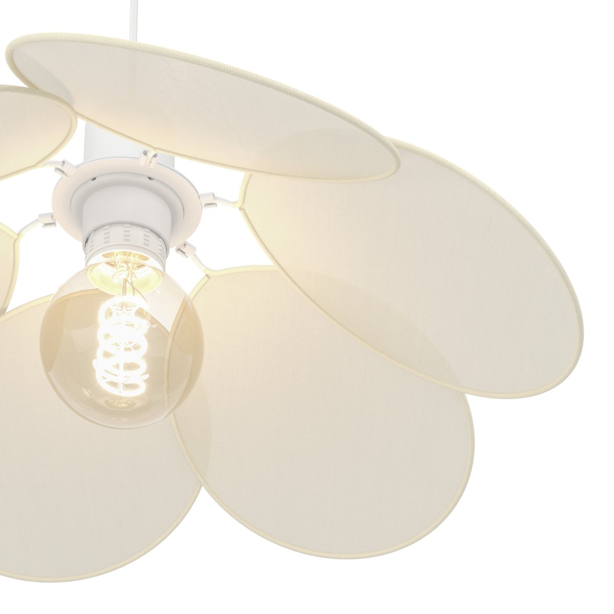 Binacua Ø40 Beige Taklampe Fra Eglo - Skjermen er laget av mykt avrundede blader som overlapper hverandre og lar lyskilden sees i midten.