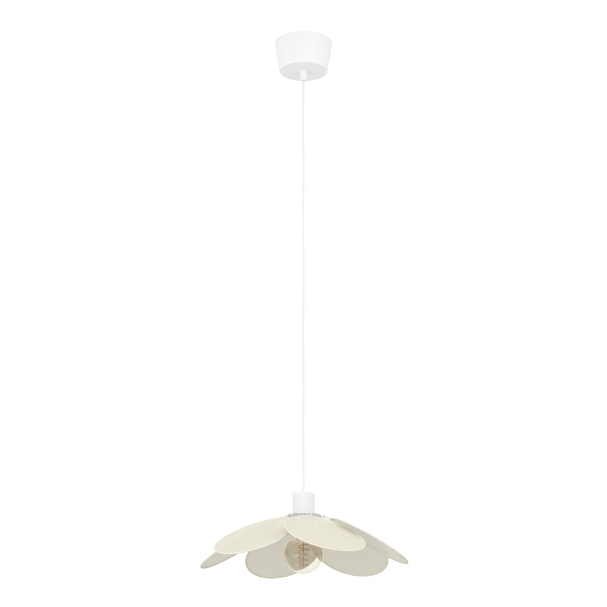 Binacua Ø40 Beige Taklampe Fra Eglo - Skjermen er laget av mykt avrundede blader som overlapper hverandre og lar lyskilden sees i midten.
