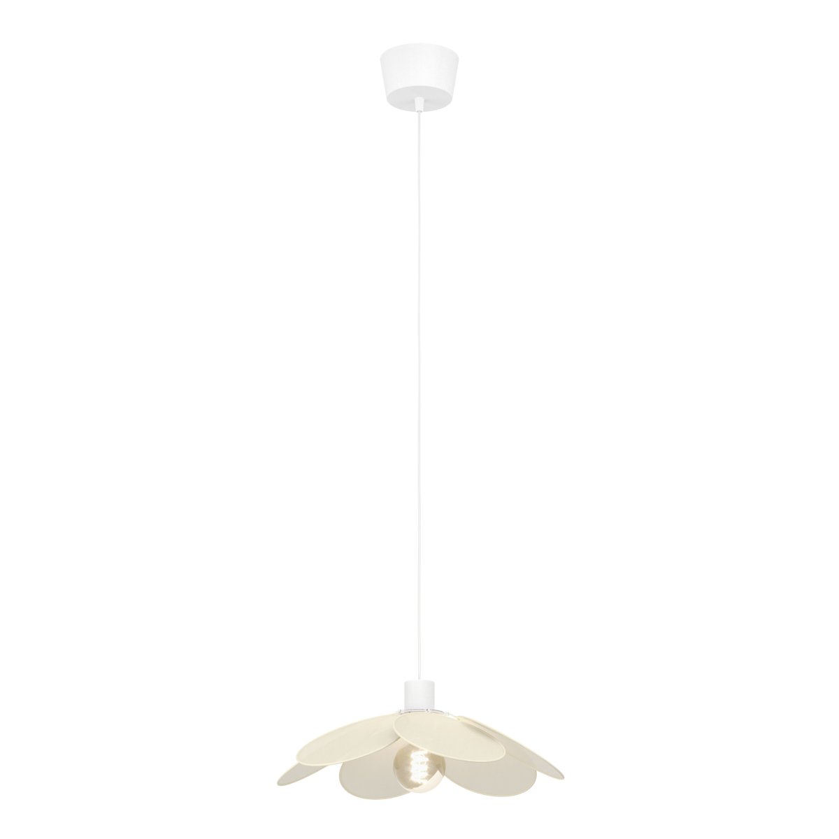Binacua Ø40 Beige Taklampe Fra Eglo - Skjermen er laget av mykt avrundede blader som overlapper hverandre og lar lyskilden sees i midten.