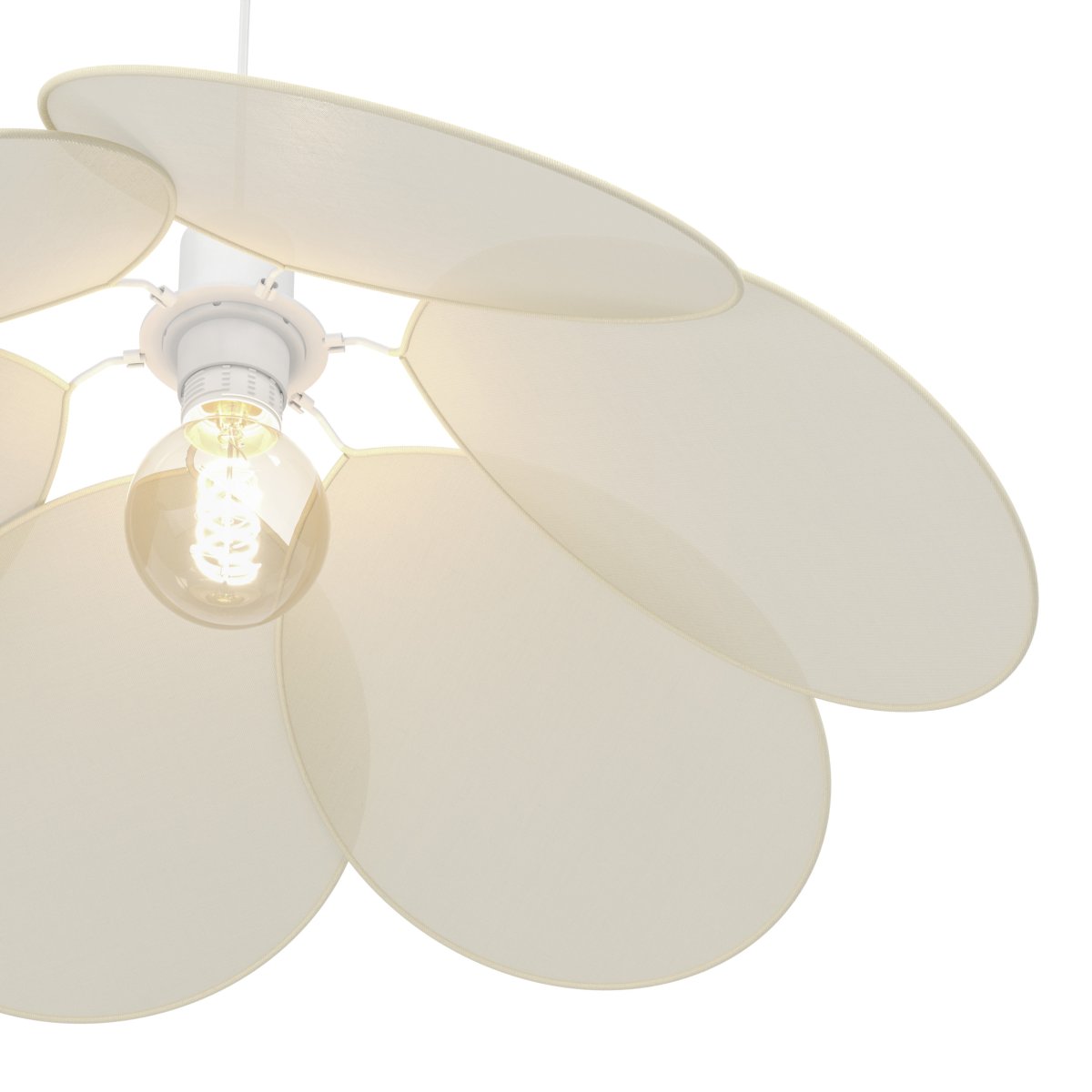 Binacua Ø60 Beige Taklampe Fra Eglo - Skjermen er laget av mykt avrundede blader som overlapper hverandre og lar lyskilden sees i midten.