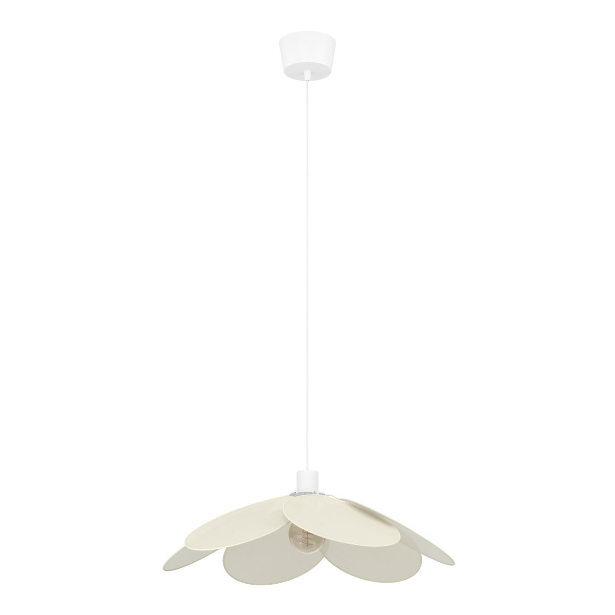 Binacua Ø60 Beige Taklampe Fra Eglo - Skjermen er laget av mykt avrundede blader som overlapper hverandre og lar lyskilden sees i midten.