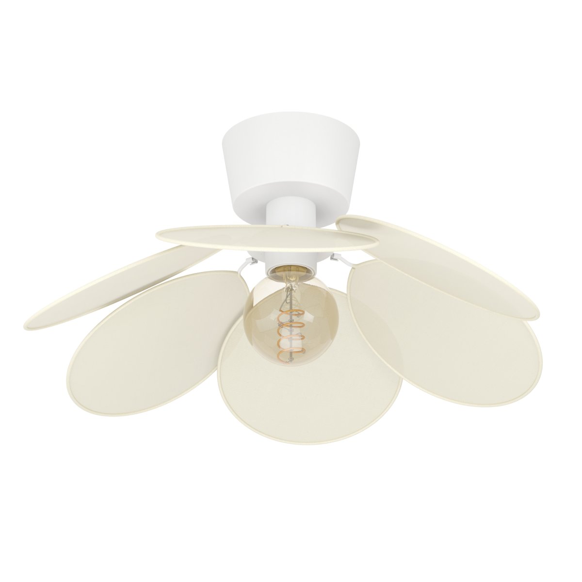 Binacua Ø45 Beige plafond Fra Eglo - Skjermen er laget av mykt avrundede blader som overlapper hverandre og lar lyskilden sees i midten.