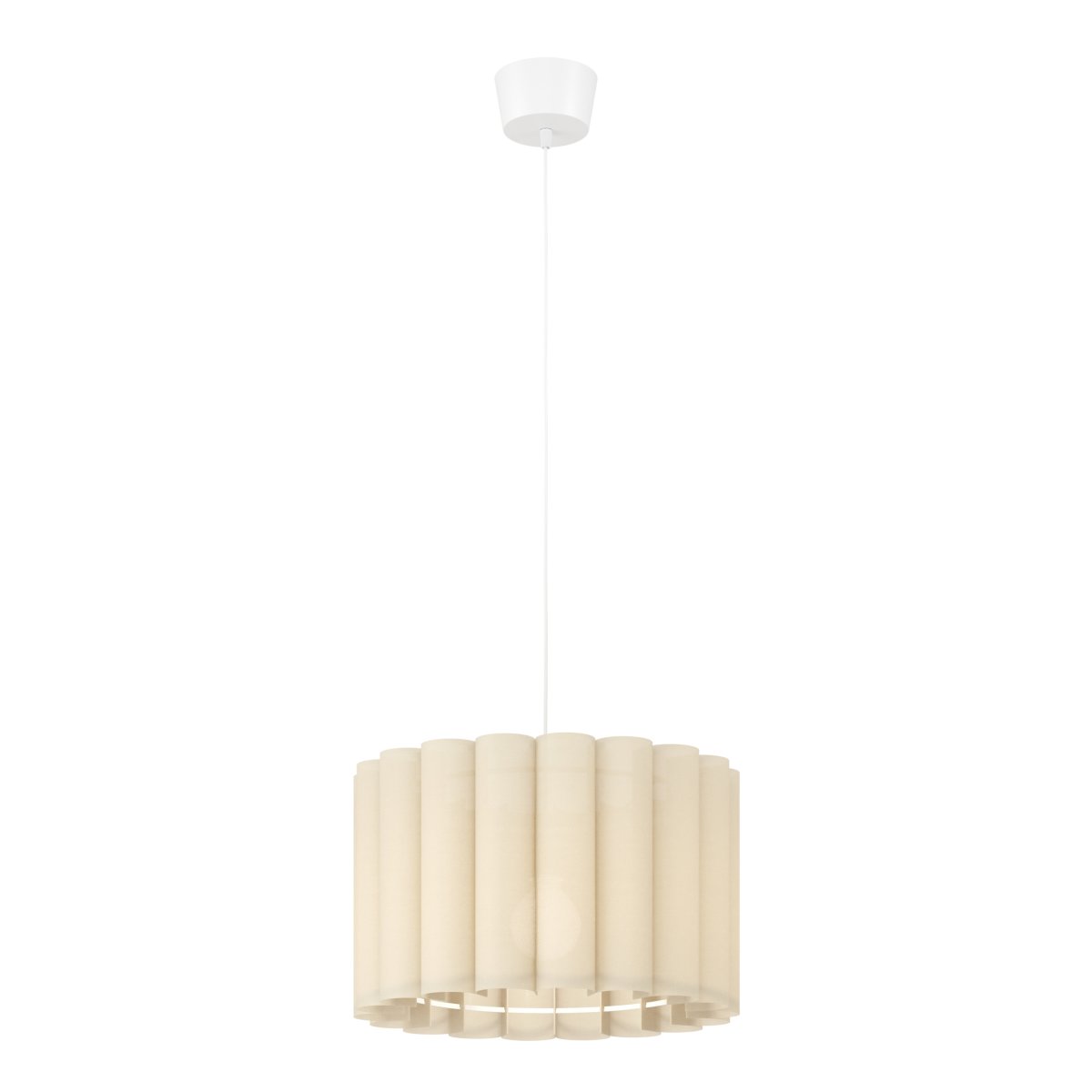 Collegrilli Ø45 Beige Taklampe Fra Eglo - Collegrilli er en dekorativ taklampe med en beige tekstilskjerm som etterligner den naturlige strukturen til lin.