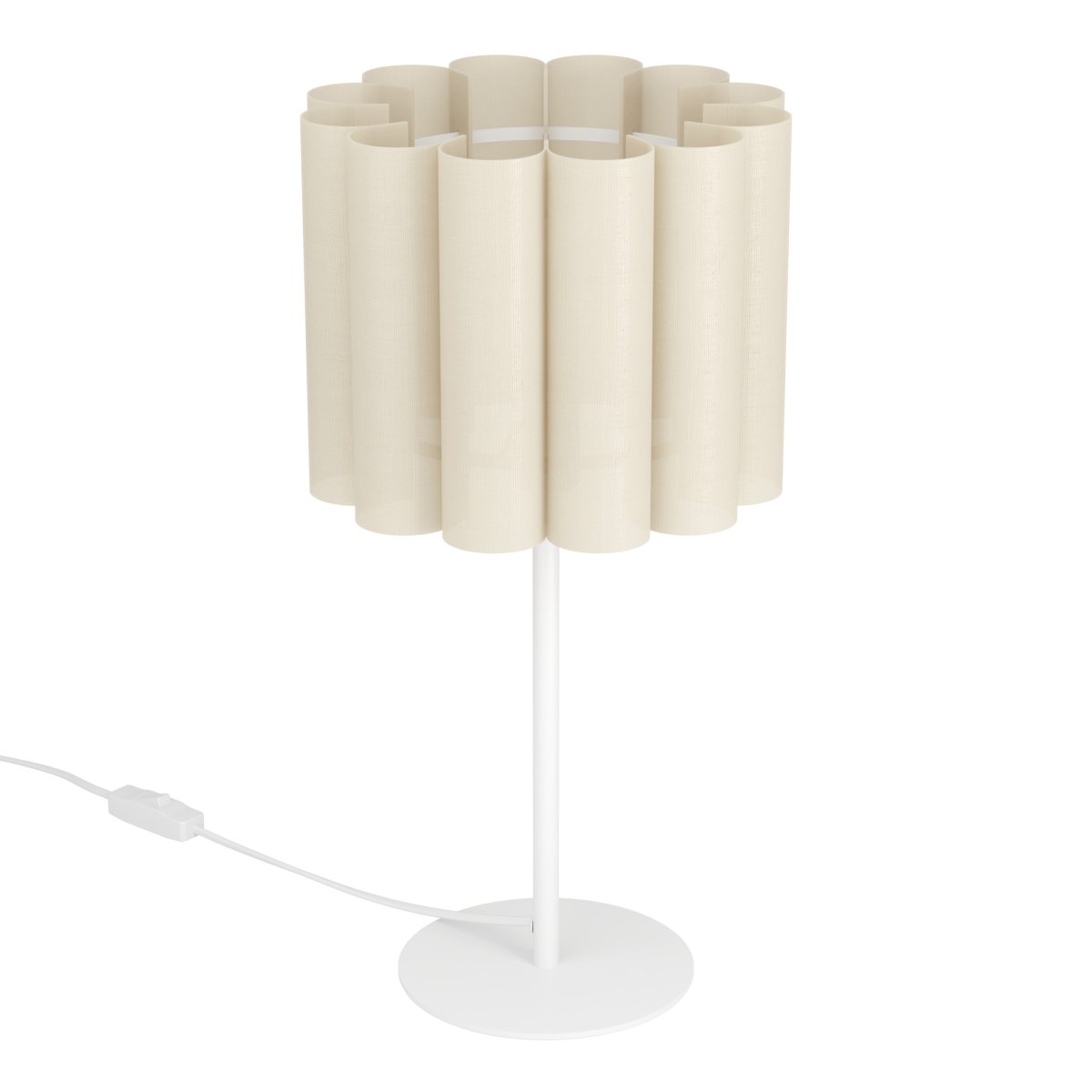 Collegrilli 23cm Beige bordlampe Fra Eglo - Det beige tekstilet gir lampen en varm og koselig f&oslash;lelse og lar lyset filtrere mykt gjennom skjermen.