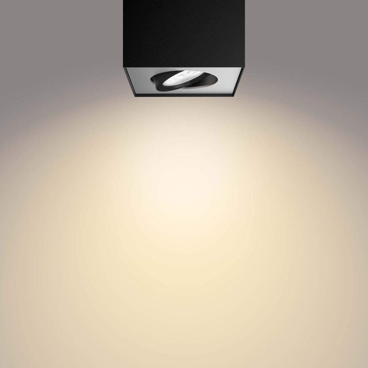 Box Svart spotlight Fra Philips - Med Philips WarmGlow LED-spotlights kan du jevnt dimme til riktig lysstyrke – fra funksjonell belysning med mye lys til en koselig og innbydende varm glød.