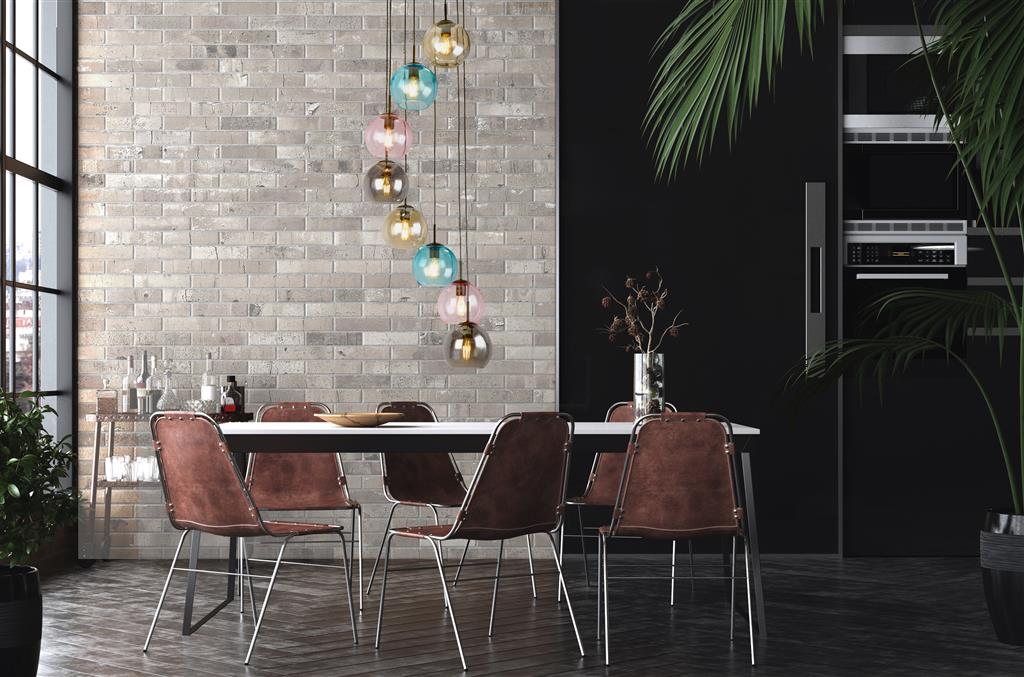 Mardi Gras Ø54 Flerfarget Taklampe Fra Searchlight - De runde formene gir en myk, behagelig gl&oslash;d, samtidig som de fungerer som et skikkelig blikkfang &ndash; uansett om den henger i gangen, stuen eller over et spisebord.