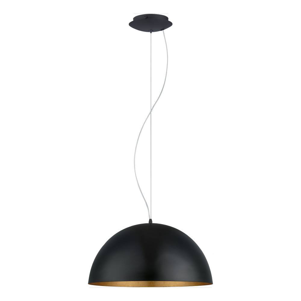 Gaetano Ø53 Svart Taklampe Fra Eglo - Denne pendellampen har en halvkuleformet skjerm i en matt svart overflate, som gir et moderne og minimalistisk utseende.