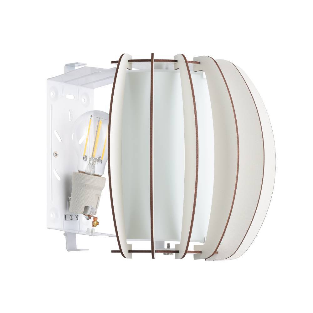 Stellato 2 Hvit vegglampe Fra Eglo - De hvite lamellene danner en unik struktur som omfavner lyskilden og sprer et mykt og behagelig lys i rommet.