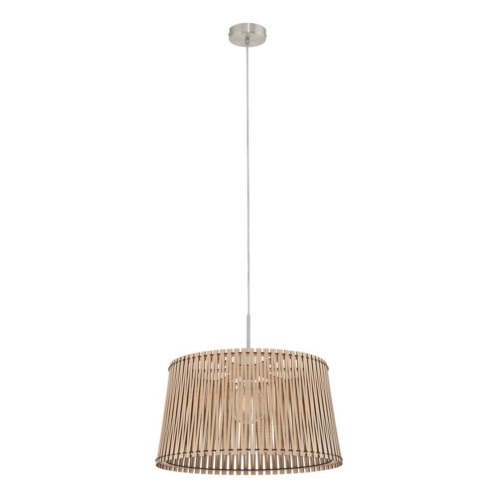 Sendero Ø45 Lyst tre Taklampe Fra Eglo - Den vakre lampeskjermen i trelameller gir et mykt og behagelig lysbilde, samtidig som den tilfører rommet en varm og innbydende følelse.