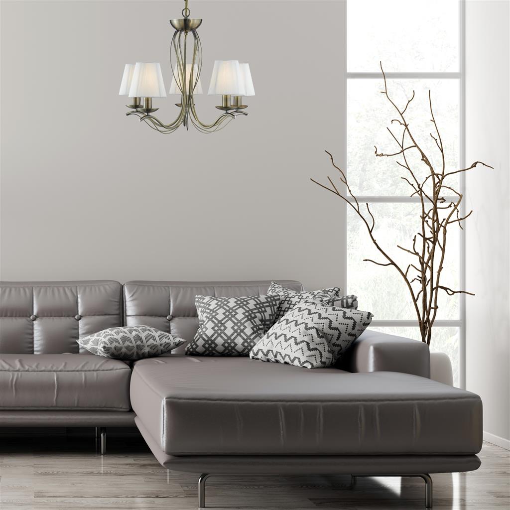 Andretti Ø50 Antikk messing Taklampe Fra Searchlight - Andretti-lysekronen i metall i antikk messingfinish gir et tidløst og elegant inntrykk i stuen, spisestuen eller gangen.