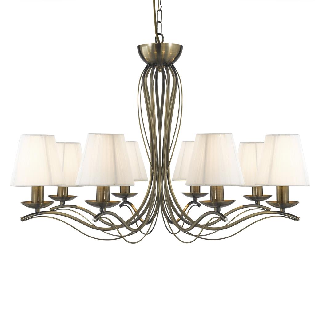 Andretti Ø76 Antikk messing Taklampe Fra Searchlight - Andretti-lysekronen i metall i antikk messingfinish gir et tidløst og elegant inntrykk i stuen, spisestuen eller gangen.