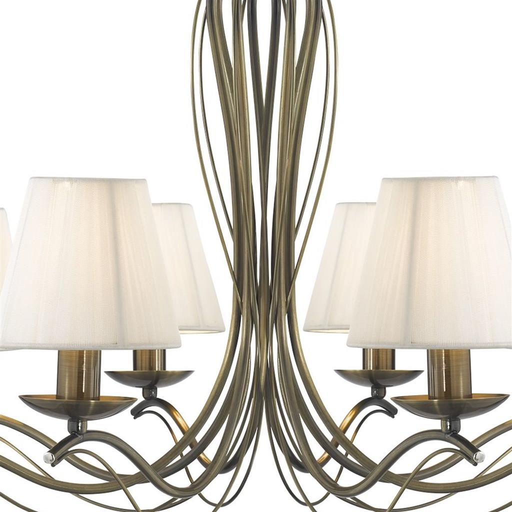 Andretti Ø76 Antikk messing Taklampe Fra Searchlight - Andretti-lysekronen i metall i antikk messingfinish gir et tidløst og elegant inntrykk i stuen, spisestuen eller gangen.