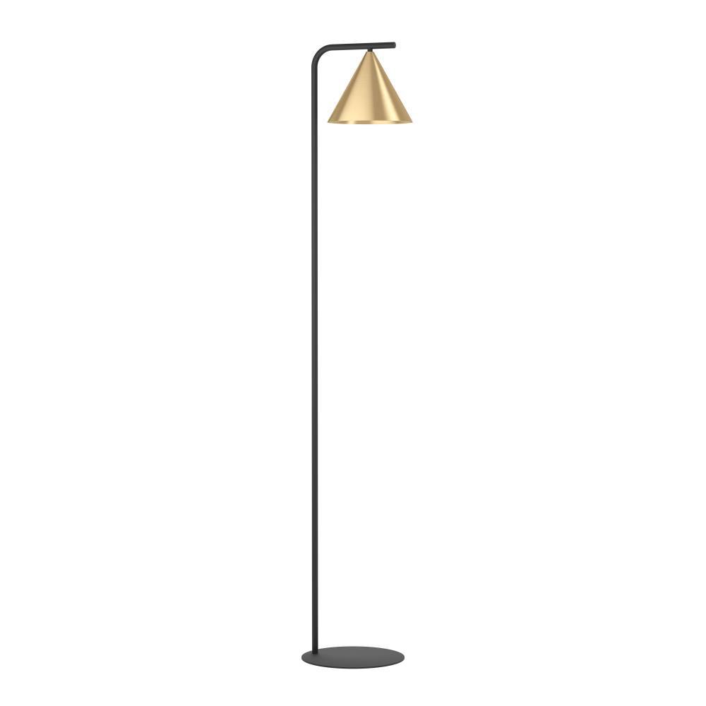 Narices Svart gulvlampe Fra Eglo - Med en stilig svart ramme og en fantastisk gullkjegleformet nyanse, lyser den ikke bare opp rommet ditt, men fungerer også som et trendy interiørdesign.