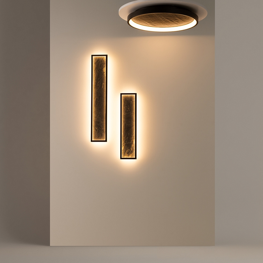 Orign Ø60 Svart plafond Fra Maytoni - Orign er en taklampe i metall med en elegant steinimitasjon i midten som gir et naturlig og eksklusivt inntrykk.