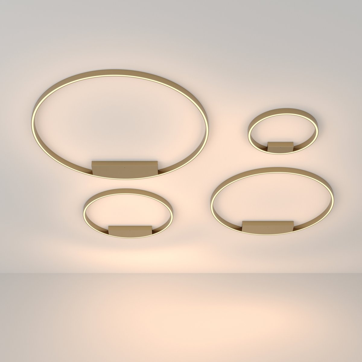 Rim Ø40 Messing plafond Fra Maytoni - Den integrerte LED-lysp&aelig;ren g&aring;r rundt hele ringen og sprer et jevnt og behagelig lys, som skaper et fint lysbilde i rommet.