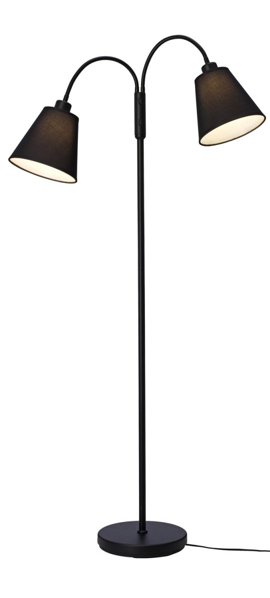 Duett Svart gulvlampe Fra Cottex - Lampen er laget av metall og tekstil og gir et behagelig lys samtidig som du enkelt kan rette lyset ved behov.