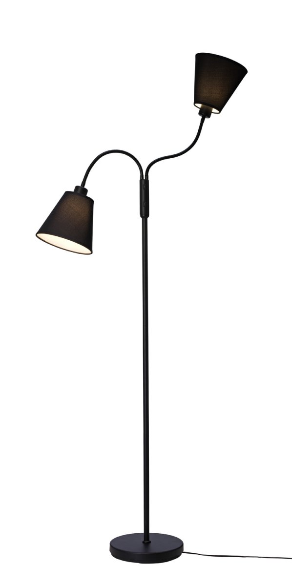 Duett Svart gulvlampe Fra Cottex - Lampen er laget av metall og tekstil og gir et behagelig lys samtidig som du enkelt kan rette lyset ved behov.