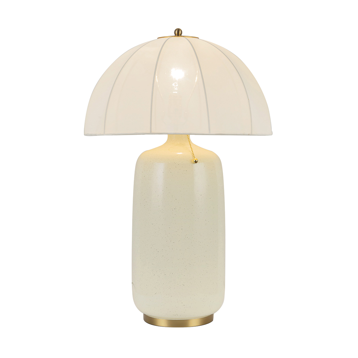 Crosby 70cm Kremhvit bordlampe Fra Elstead Lighting - Designet er inspirert av klassiske parasoller og kompletteres av en hvelvet lampeskjerm i tynt, lett stoff.