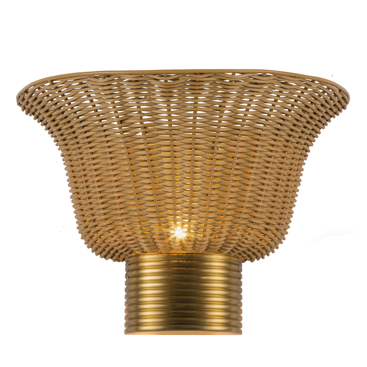 Kai 25cm Natur vegglampe Fra Elstead Lighting - Kai er en dekorativ vegglampe som kombinerer metall med en rottingskjerm i kurv.
