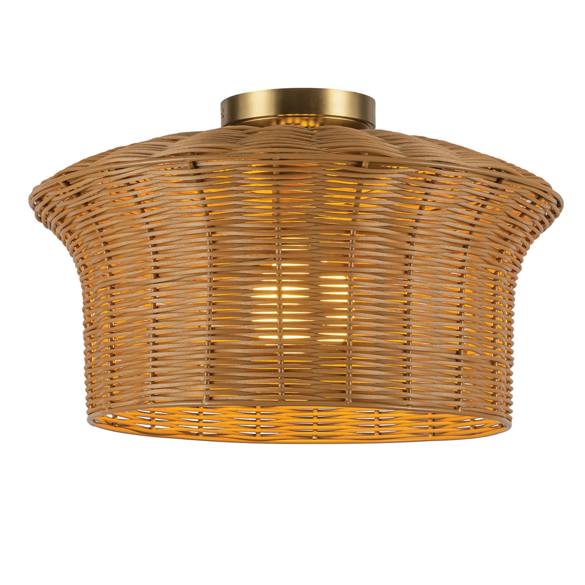 Kai Ø40 Natur plafond Fra Elstead Lighting - Kai er en dekorativ taklampe som kombinerer metall med en rottingskjerm i kurv.