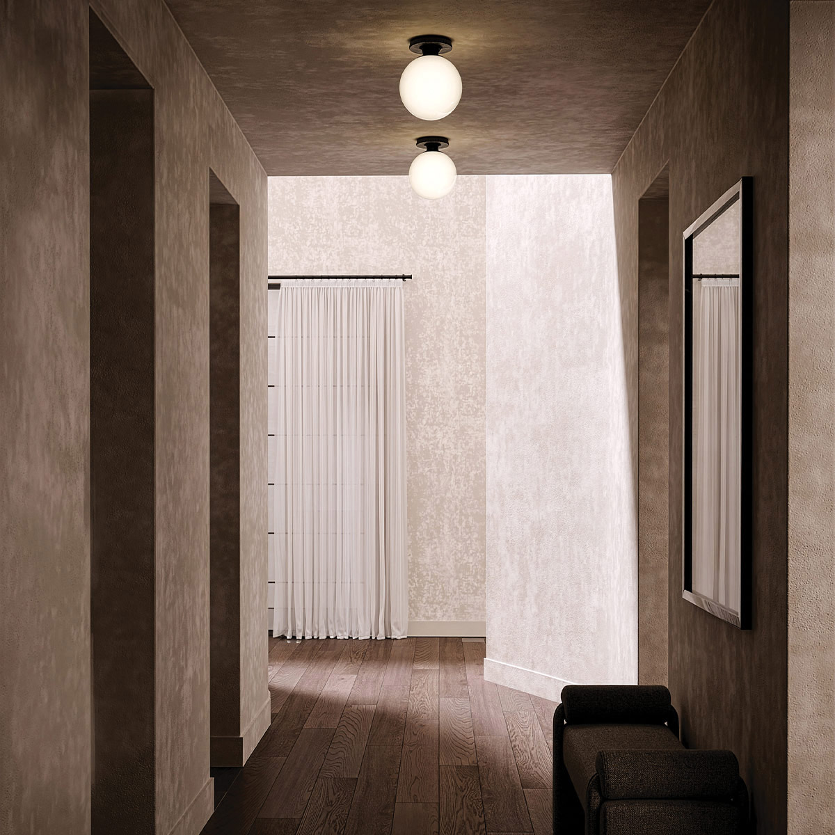Otis Ø20 Svart baderomslampe Fra Elstead Lighting - Otis er en dekorativ taklampe med myke former og fine detaljer.