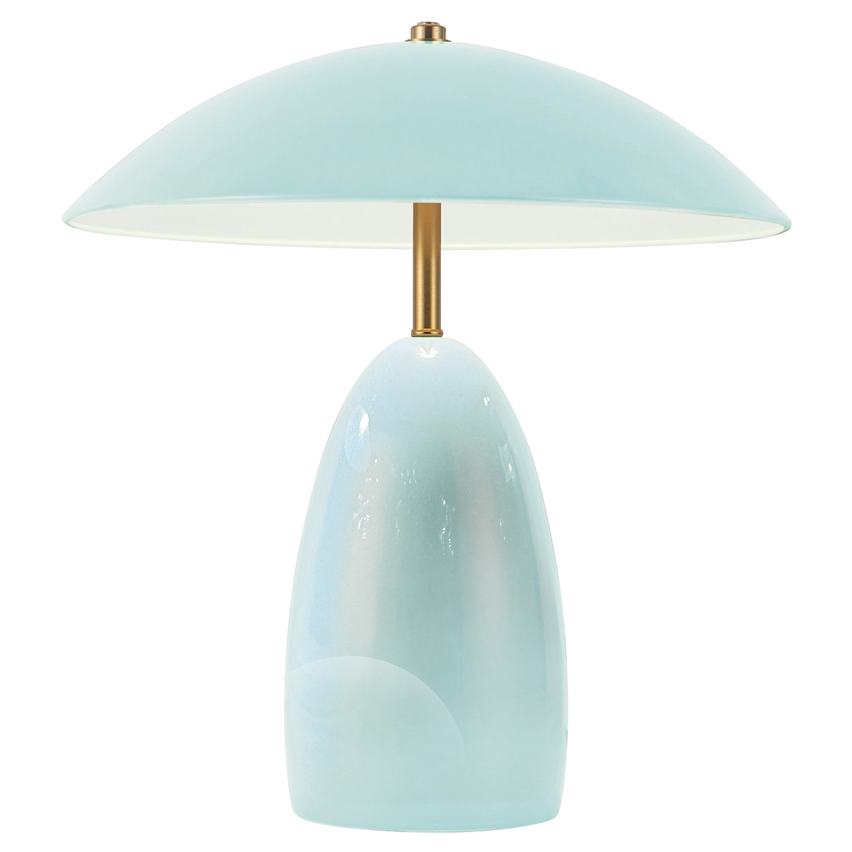 Poppy 35cm Lys blå bordlampe Fra Elstead Lighting - Poppy er en dekorativ bordlampe med myke former og en blank lysskjerm kombinert med messingdetaljer.