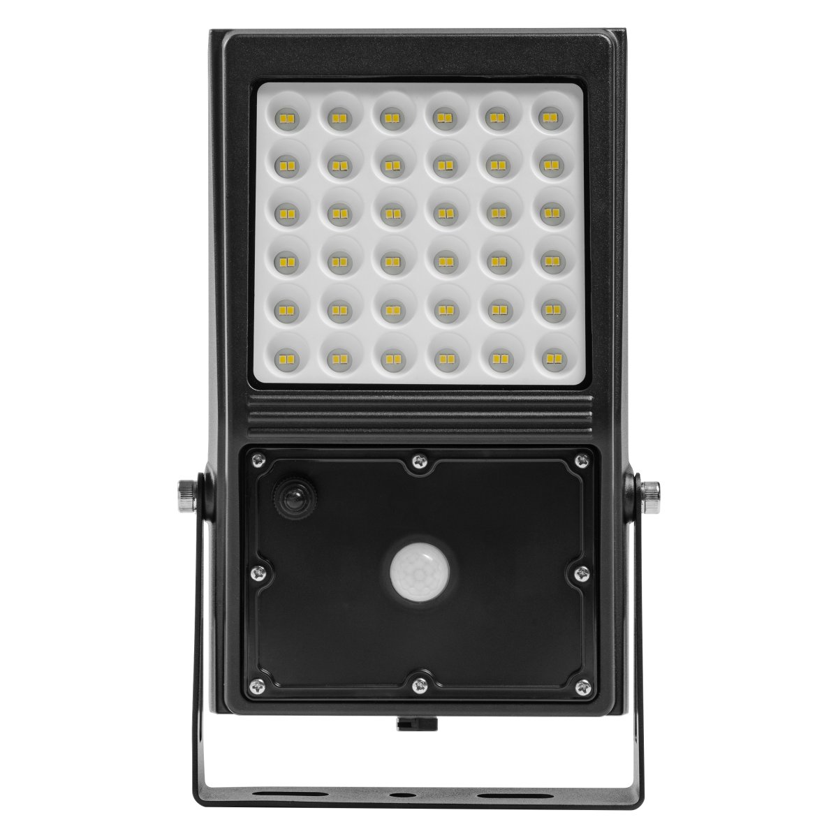 Flood Sensor 10W Svart solcellelampe Fra Osram - Den innebygde PIR-bevegelsessensoren og dagslyssensoren sl&aring;r automatisk p&aring; lampen n&aring;r det er bevegelse i m&oslash;rket, noe som gir b&aring;de sikkerhet og energieffektivitet.