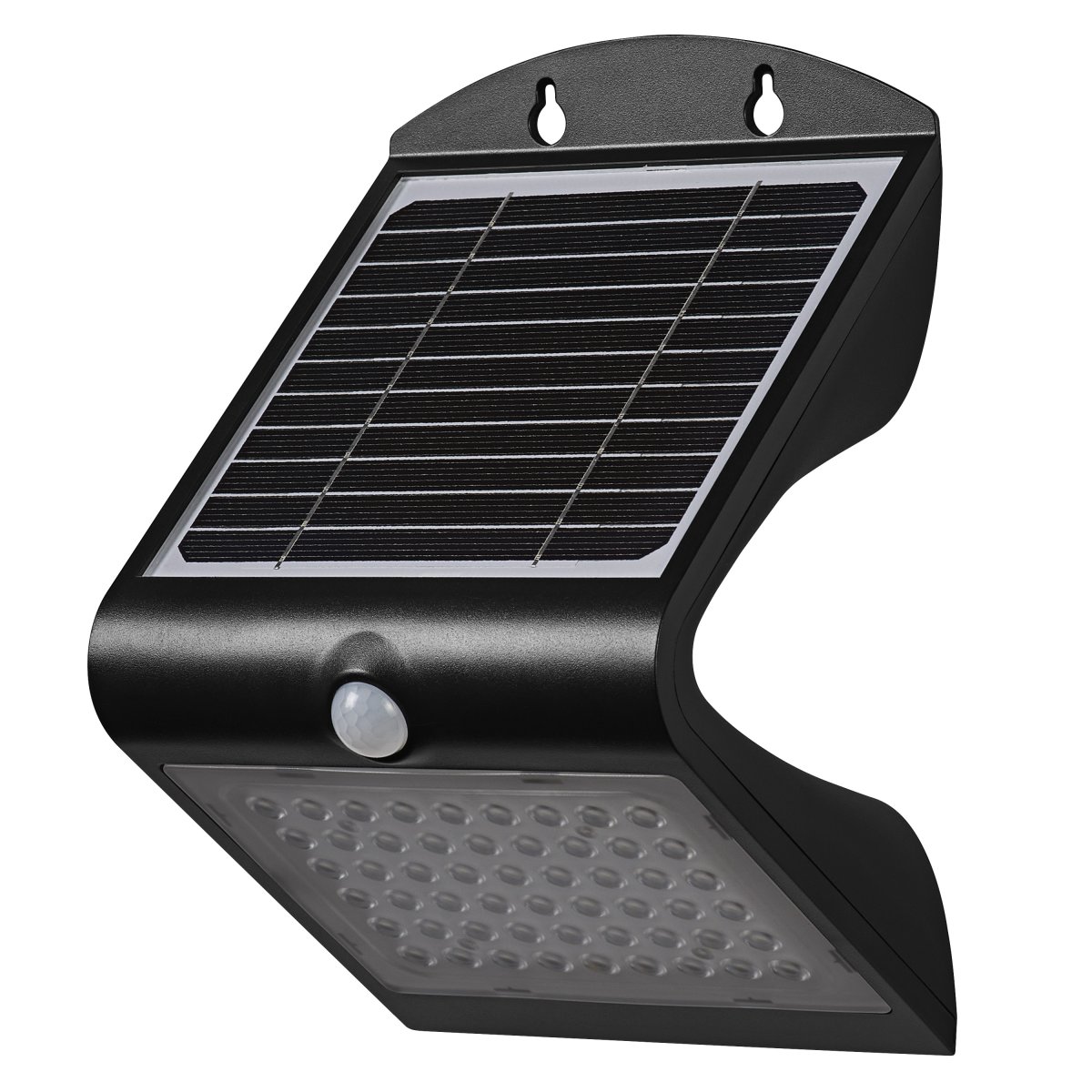 Butterfly 4W Svart solcellelampe Fra Ledvance - Den innebygde PIR-bevegelsessensoren og dagslyssensoren sl&aring;r automatisk p&aring; lampen n&aring;r det er bevegelse i m&oslash;rket, noe som gir b&aring;de sikkerhet og energieffektivitet.