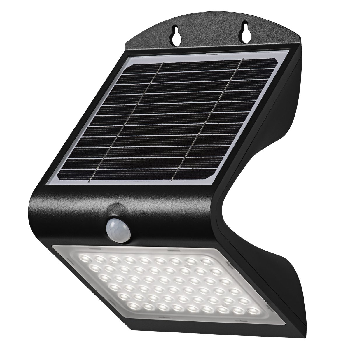 Butterfly 4W Svart solcellelampe Fra Ledvance - Den innebygde PIR-bevegelsessensoren og dagslyssensoren sl&aring;r automatisk p&aring; lampen n&aring;r det er bevegelse i m&oslash;rket, noe som gir b&aring;de sikkerhet og energieffektivitet.
