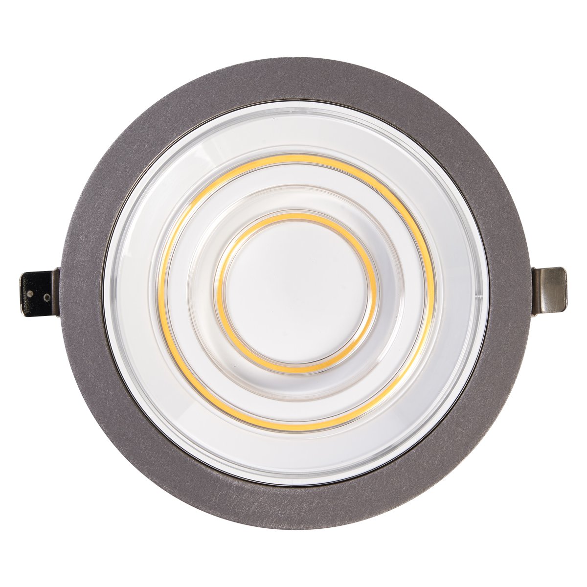 Decor Filament Echo 7W Aluminium Fra - I det f&oslash;rste laget lyser den mindre sirkelen i midten, i det andre laget lyser den ytre sirkelen, og i det tredje laget lyser de begge samtidig.