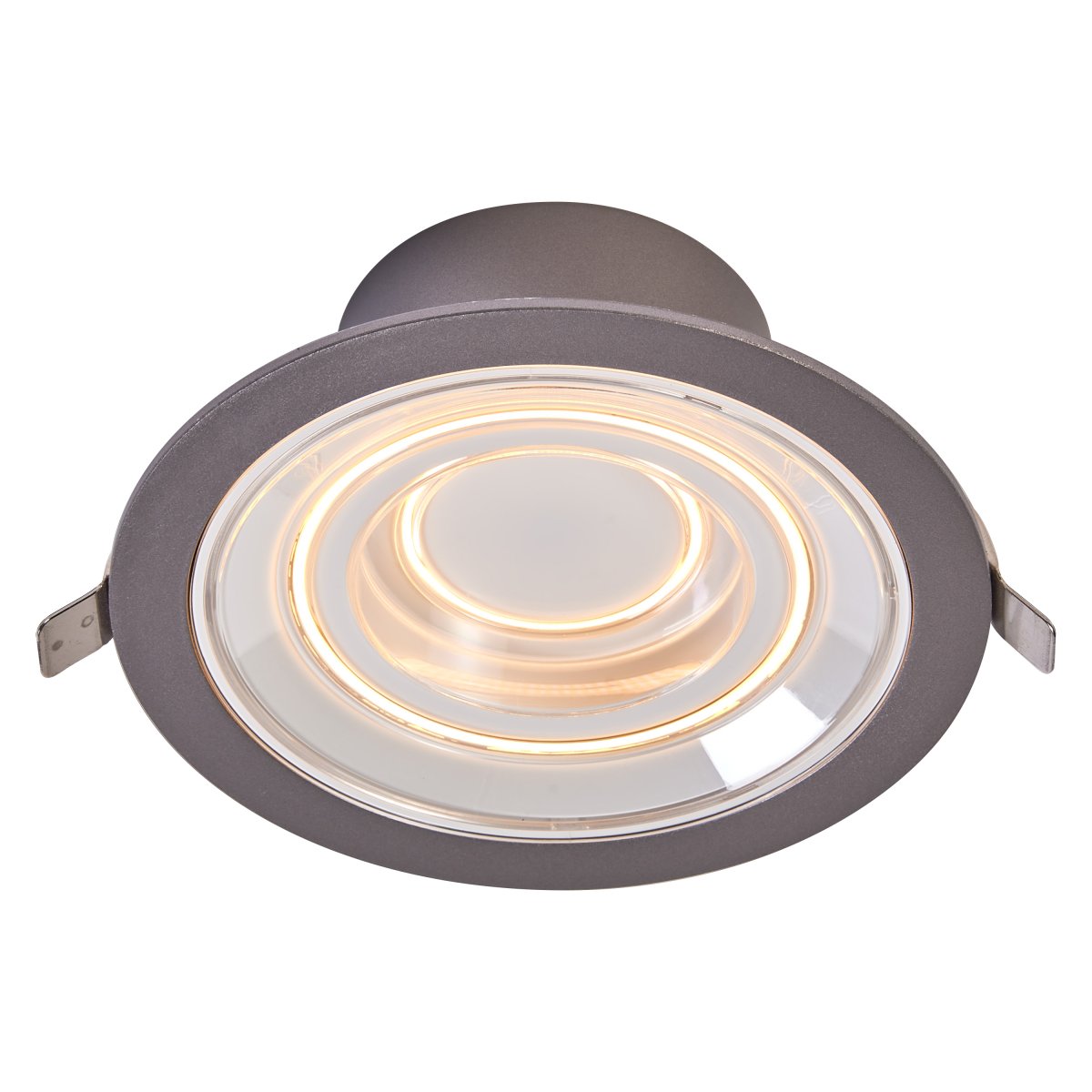 Decor Filament Echo 7W Aluminium Fra - I det f&oslash;rste laget lyser den mindre sirkelen i midten, i det andre laget lyser den ytre sirkelen, og i det tredje laget lyser de begge samtidig.