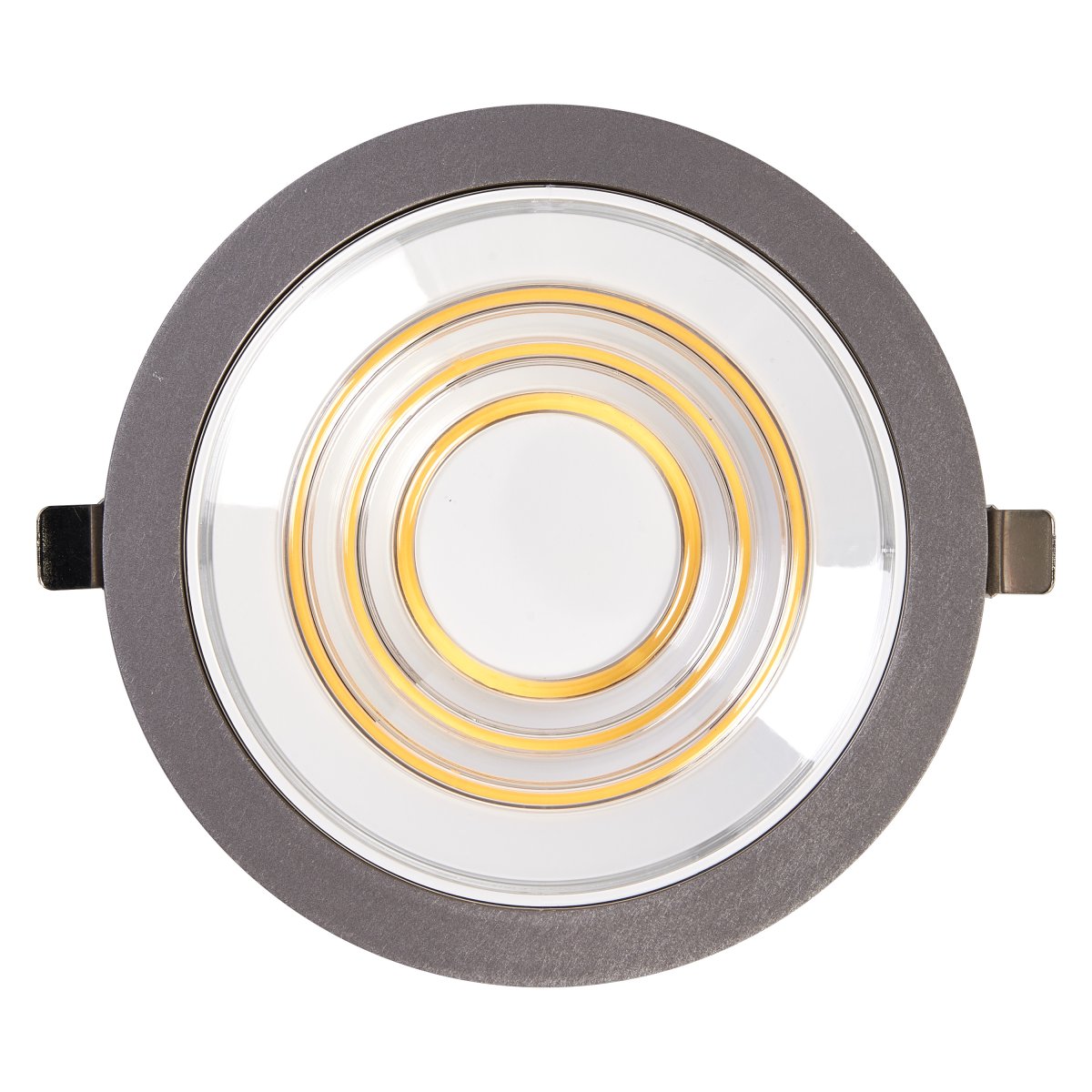Decor Filament Ripple 9W Aluminium Fra Ledvance - I det f&oslash;rste laget lyser den lille sirkelen i midten, i det andre laget lyser den andre sirkelen, i det tredje laget lyser den tredje ytterste sirkelen, og i det fjerde laget lyser alle tre samtidig.