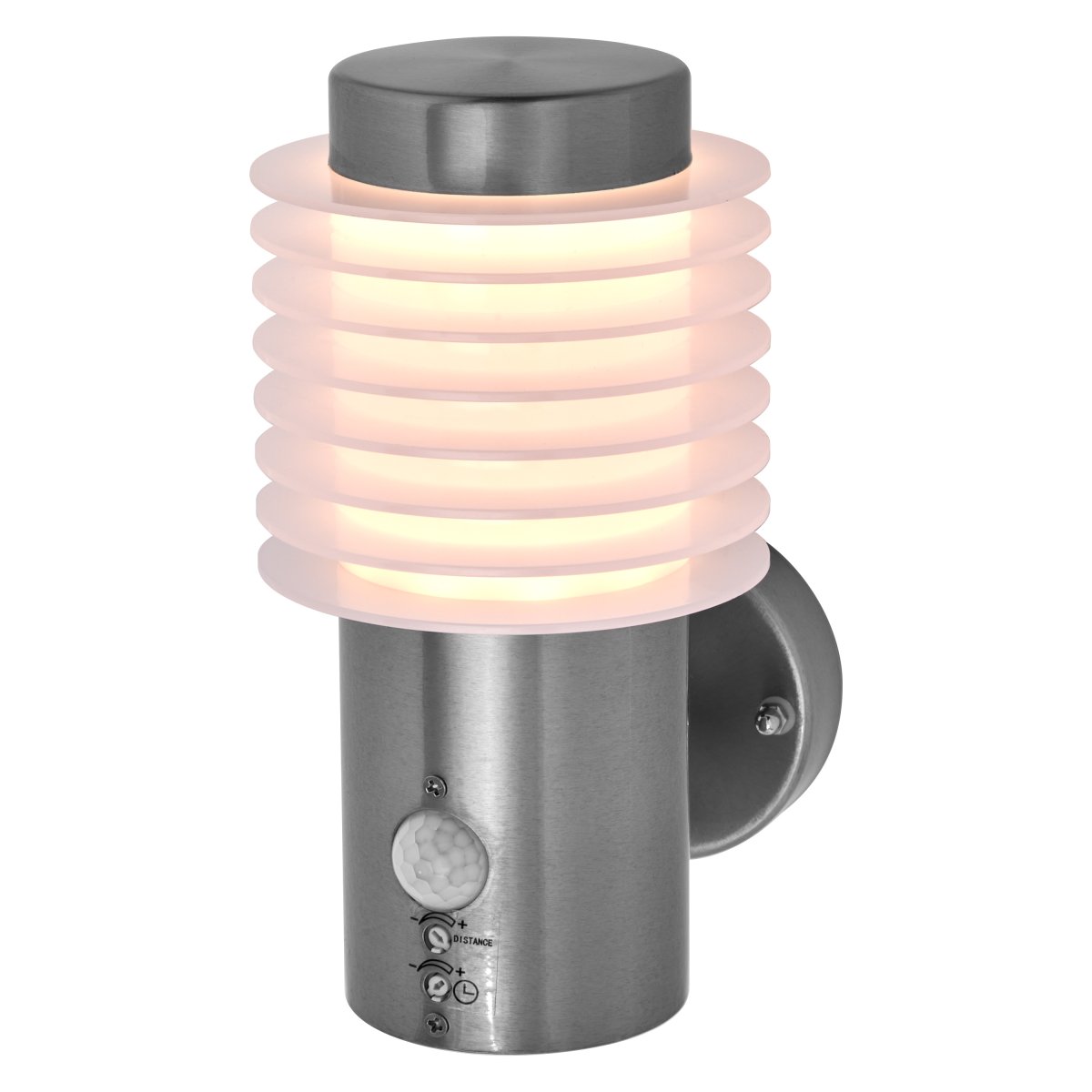 Rondo Sensor Stål utendørslampe Fra Ledvance - Med sin stilrena design och effektiva funktionalitet &auml;r denna armatur det perfekta valet f&ouml;r att b&aring;de belysa och s&auml;kerst&auml;lla ditt utomhusomr&aring;de.