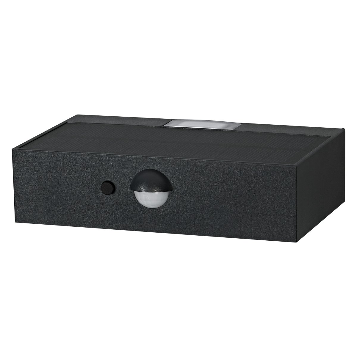 Bricklume Sensor Mørk grå solcellelampe Fra Ledvance - Den innebygde PIR-bevegelsessensoren og dagslyssensoren slår automatisk på lampen når det er bevegelse i mørket, noe som gir både sikkerhet og energieffektivitet.