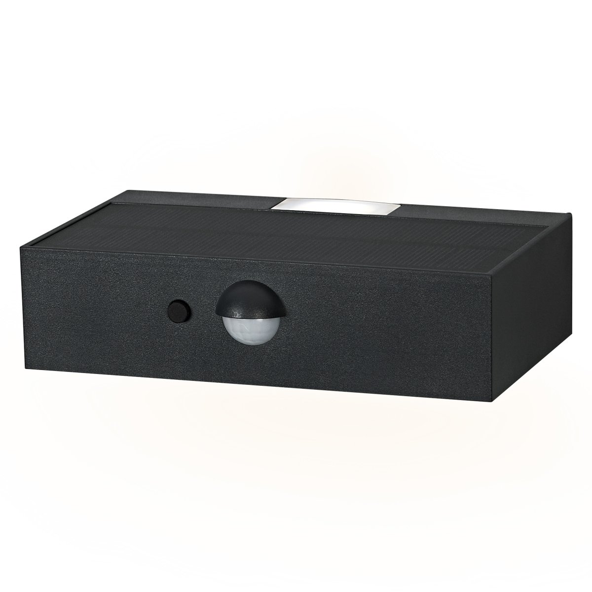 Bricklume Sensor Mørk grå solcellelampe Fra Ledvance - Den innebygde PIR-bevegelsessensoren og dagslyssensoren slår automatisk på lampen når det er bevegelse i mørket, noe som gir både sikkerhet og energieffektivitet.