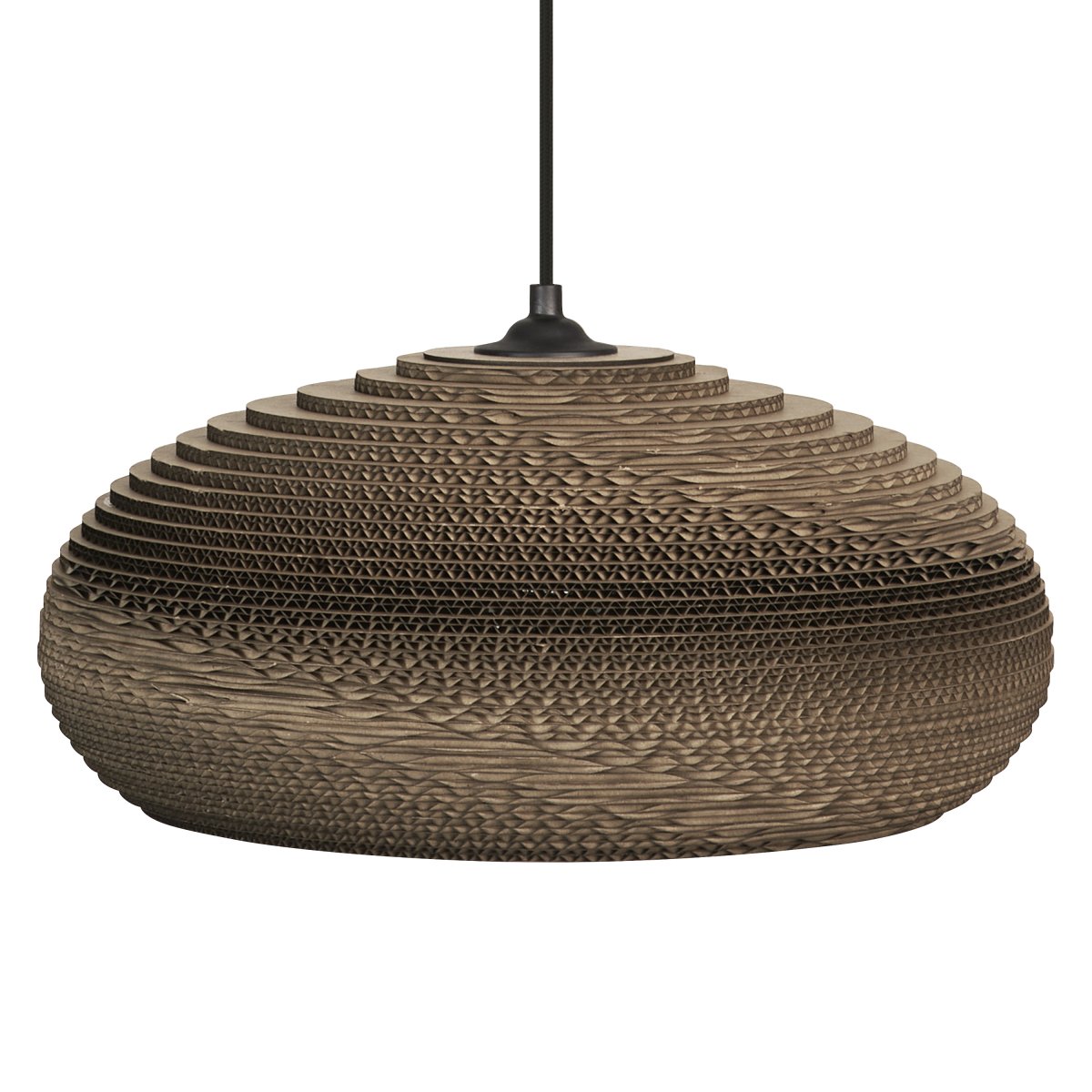 Cardboard drop Ø40 Brun Taklampe Fra Ledvance - Skjermen laget av flere lag papp skaper et vakkert lysspill i rommet når det er opplyst og bidrar til en varm og naturlig atmosfære.