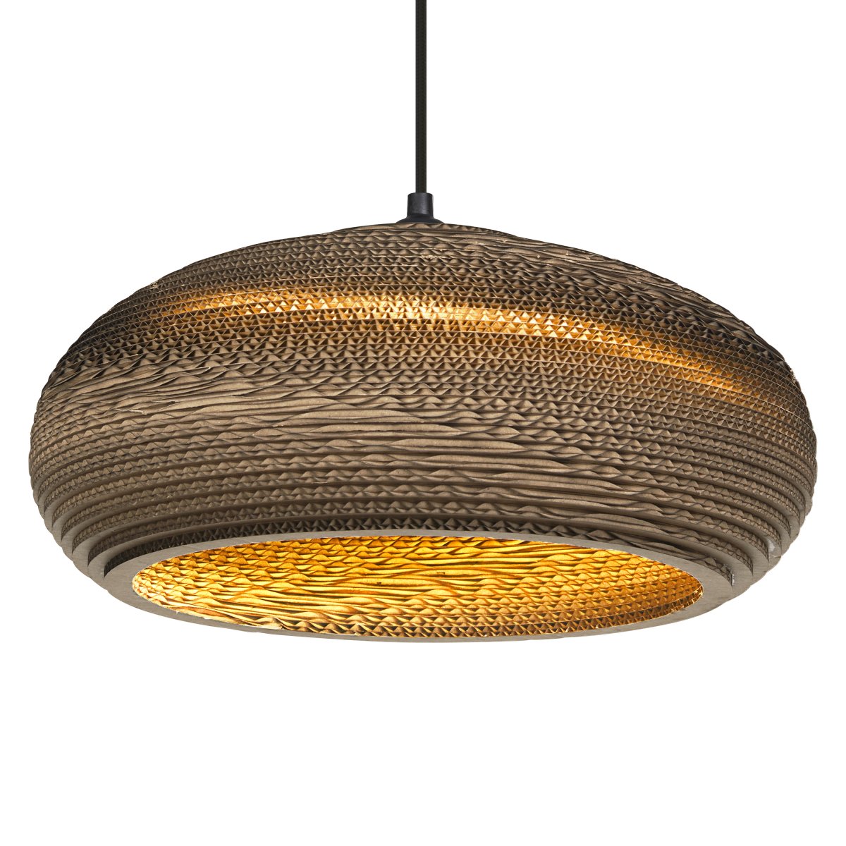 Cardboard drop Ø40 Brun Taklampe Fra Ledvance - Skjermen laget av flere lag papp skaper et vakkert lysspill i rommet når det er opplyst og bidrar til en varm og naturlig atmosfære.