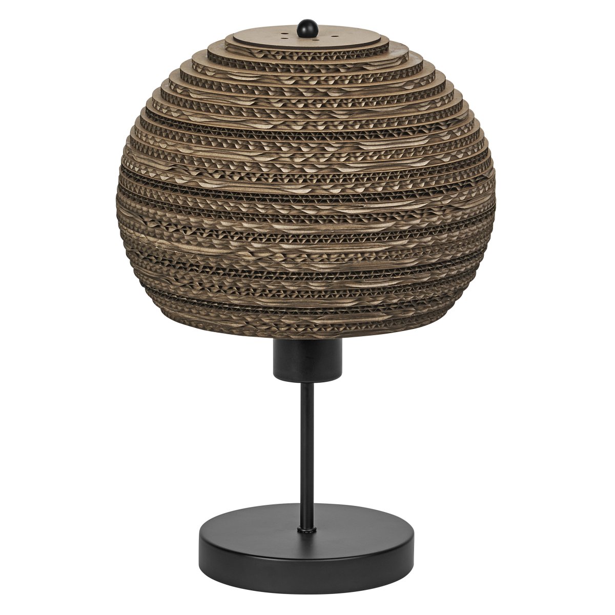 Cardboard Ball 38cm Brun bordlampe Fra Ledvance - Skjermen laget av flere lag papp skaper et vakkert lysspill i rommet n&aring;r det er opplyst og bidrar til en varm og naturlig atmosf&aelig;re.