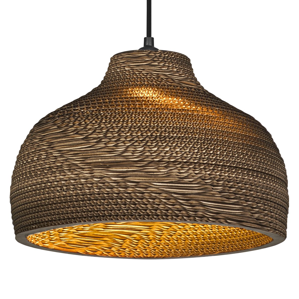 Cardboard Hat Ø36 Brun Taklampe Fra Ledvance - Skjermen laget av flere lag papp skaper et vakkert lysspill i rommet når det er opplyst og bidrar til en varm og naturlig atmosfære.