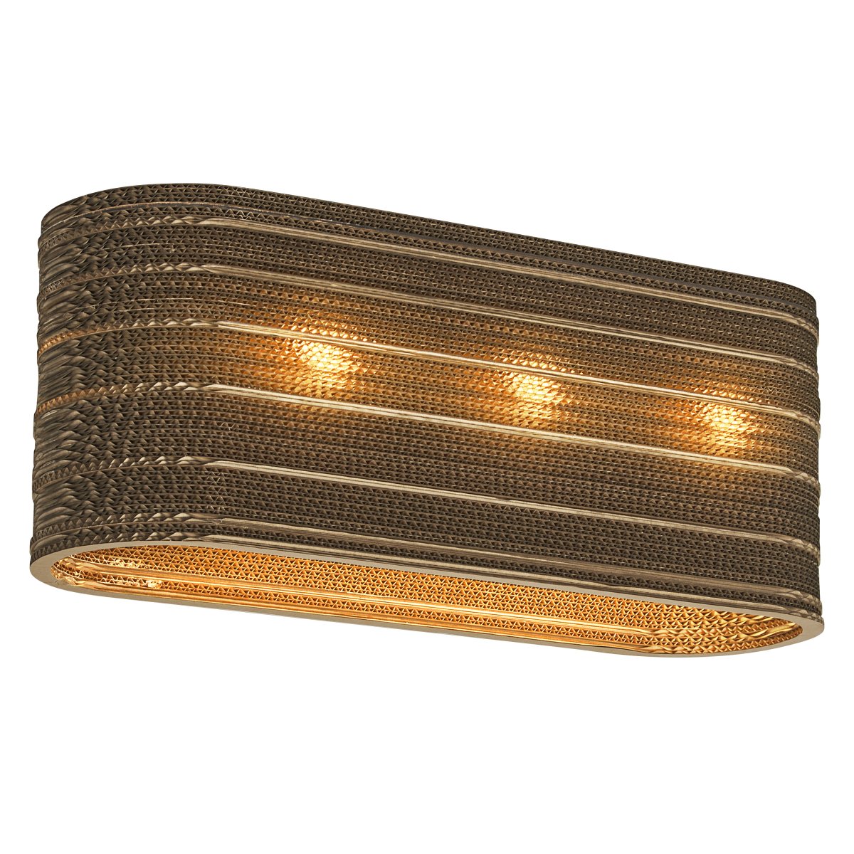 Cardboard Oval 60cm Brun plafond Fra Ledvance - Skjermen laget av flere lag papp skaper et vakkert lysspill i rommet n&aring;r det er opplyst og bidrar til en varm og naturlig atmosf&aelig;re.