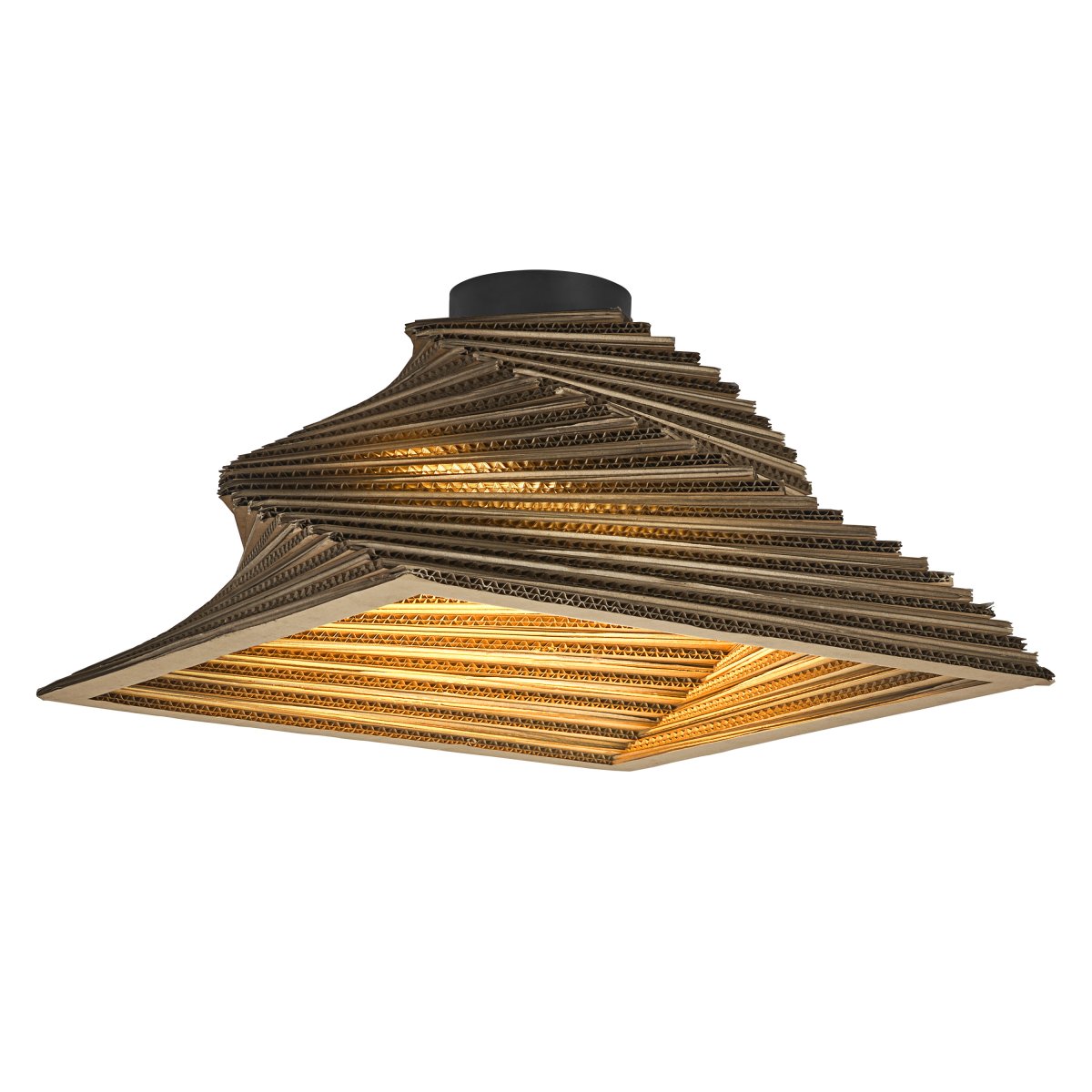 Cardboard Turn 40cm Brun plafond Fra Ledvance - Skjermen laget av flere lag papp skaper et vakkert lysspill i rommet når det er opplyst og bidrar til en varm og naturlig atmosfære.
