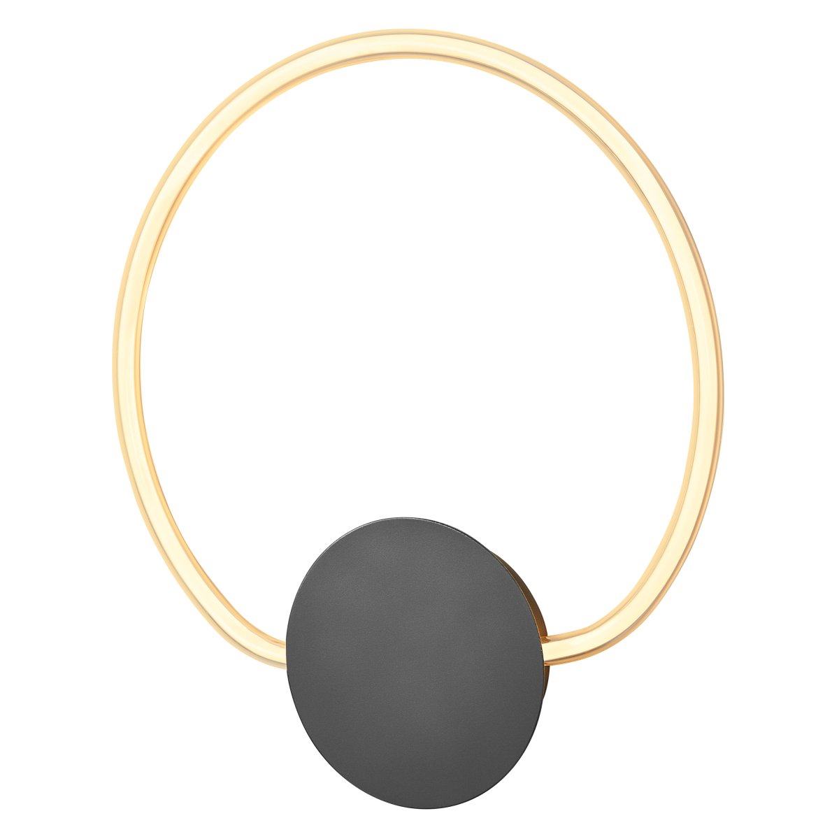 Aura Ø37 Svart vegglampe Fra Ledvance - Lampan har tv&aring; olika belysningspunkter med integrerad LED, en bakom v&auml;ggplattan och cirkeln.