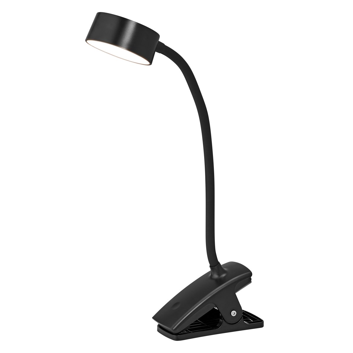 Office Cylinder Clip Svart klemmelampe Fra Osram - Levereras med 1m USB sladd som du kan koppla till en transformator, laptop eller dator f&ouml;r att lampan ska f&aring; el.
