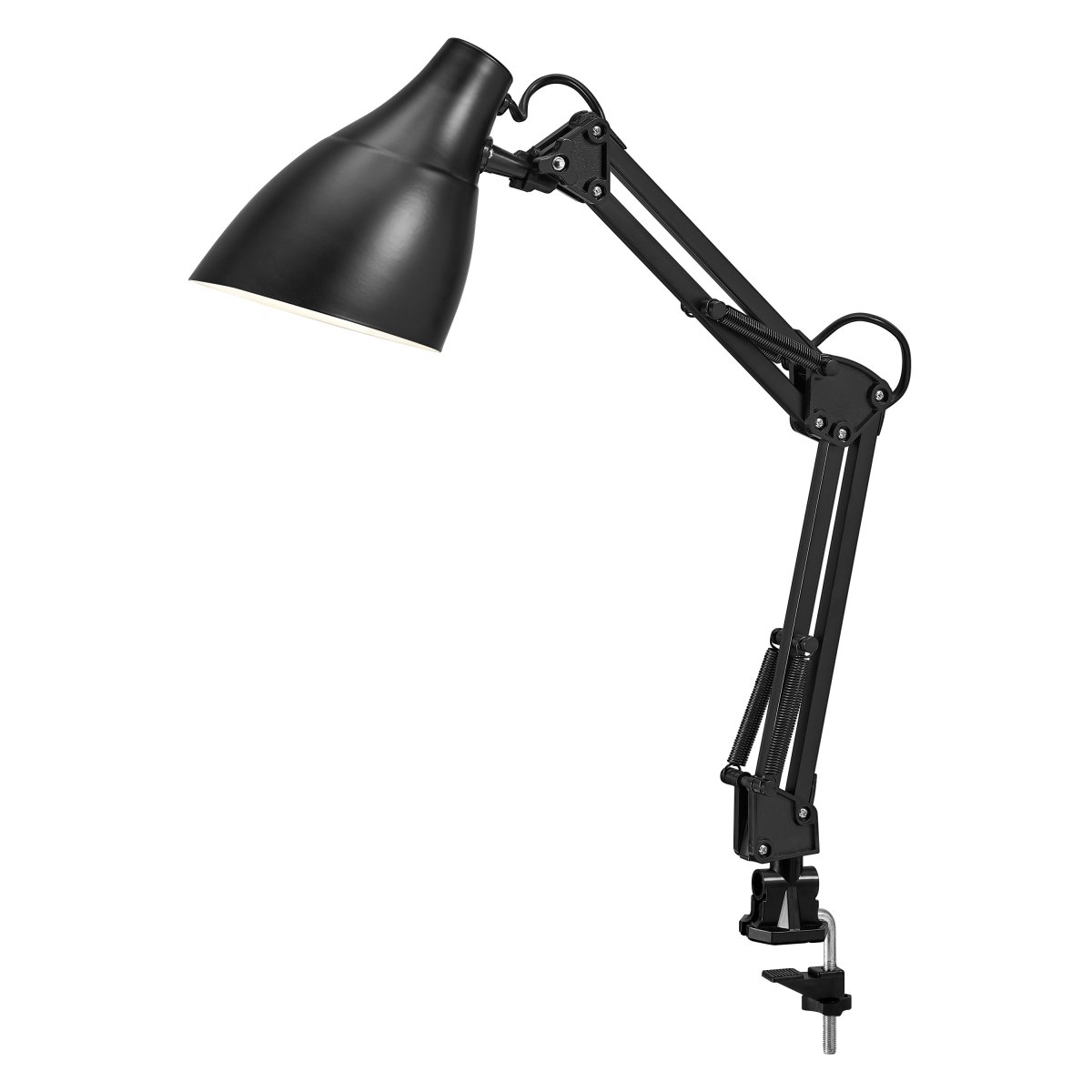 Office Pear Clip Svart klemmelampe Fra Ledvance - Armen med tv&aring; leder g&aring;r att vinkla och justera i h&ouml;jd och sidled vilket g&ouml;r det till en flexibel lampa, ut&ouml;ver det har den en vridbar sk&auml;rm f&ouml;r individuell inst&auml;llning av ljuset.