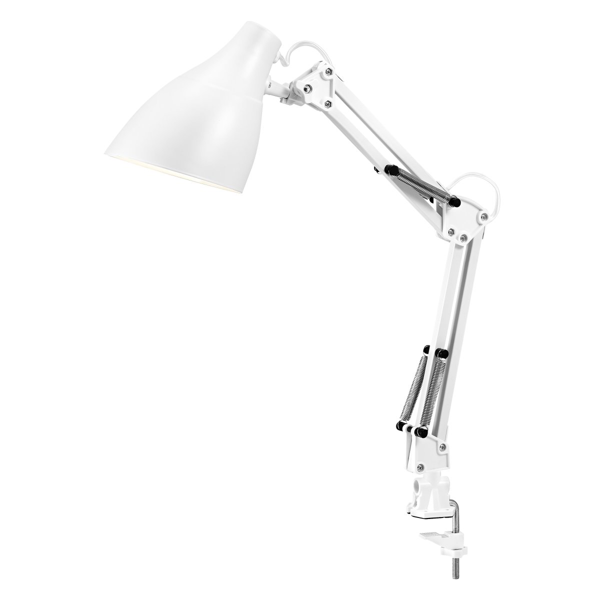 Office Pear Clip Hvit klemmelampe Fra Osram - Armen med tv&aring; leder g&aring;r att vinkla och justera i h&ouml;jd och sidled vilket g&ouml;r det till en flexibel lampa, ut&ouml;ver det har den en vridbar sk&auml;rm f&ouml;r individuell inst&auml;llning av ljuset.