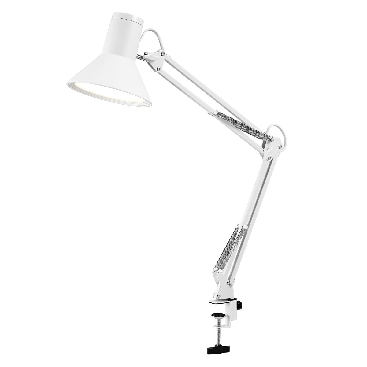 Office Retro Hvit klemmelampe Fra Ledvance - Lampan ger ett varmvitt och starkt ljus p&aring; 900lm och 3000K, perfekt som arbets- och l&auml;slampa.