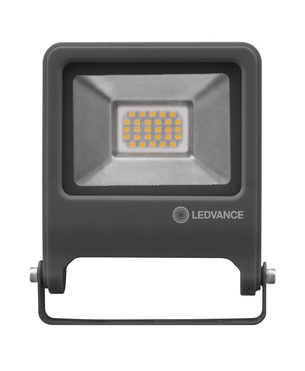 Flood 20W Mørk grå utendørslampe Fra Ledvance - Den robusta konstruktionen och det kraftfulla ljuset ger trygg och p&aring;litlig belysning &aring;ret runt.