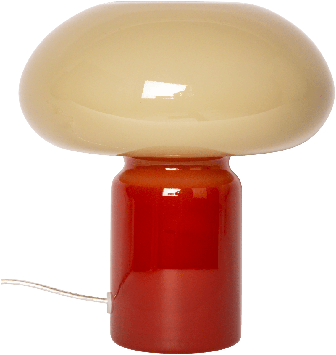 Glas 23cm Rød/beige bordlampe Fra Eja - En dekorativ bordlampe med myke former og et stilig design laget utelukkende av glass.